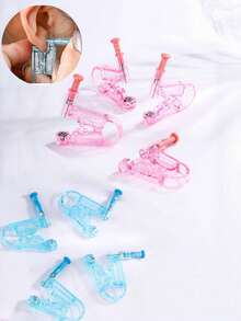 6pcs/4pcs/2pcs Set Sterile Ear Piercing Gun, (2 Pink/2 Blue) Choose 1, Disposable Low-Pain Ear Piercing Tool With Earrings, Ear Beauty Accessories - Multicolor B - View 10