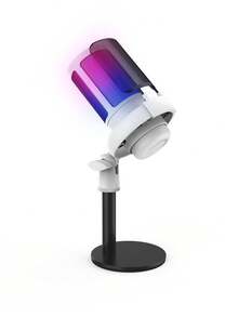 Micrófono condensador con luz RGB deslumbrante con cable USB, con malla antiexplosión apta para grabación de computadora, juegos y transmisiones en vivo - Type C - Ver 13