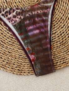 3pcs Women's Floral Print Elegant Sexy Backless Tie-Up 3D Flower Vacation Beach Outfit, Includes Bikini Top, Skirt, Spring/Summer - Multicolor - View 5