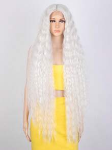 42英寸超长合成蕾丝前假发，波浪卷发，黑金渐变蓝，长卷曲，蓬松波浪，130%密度，女士款 - 彩色 - 查看 7