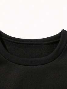 Mujer004 SUDADERA AFELPADA CUELLO REDONDO CON DISEÑO DE MARIPOSAS AZULES IDEAL PARA EL FRÍO - Negro - Ver 4