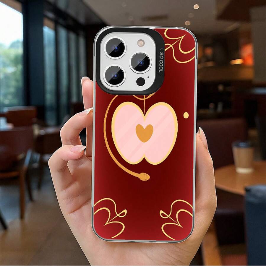 Funda de Teléfono con Patrón de Manzana en Forma de Corazón, Estilo INS Romántico y Lindo, Cubierta Trasera Mate a Prueba de Golpes, Funda Protectora Duradera, Adecuada para Samsung Galaxy A05S/A20/A35/A36/A52/A54/A55/S10/S20/S21/S22/S23FE/S24PLUS/S25ULTRA, Regalo para Parejas y Amigos - Colores mezclados - Ver 1