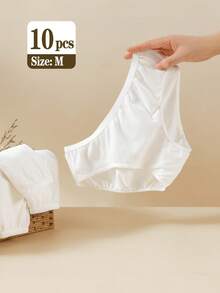 5/10pcs Women's Disposable Underwear, Pure & Comfortable For Travel & Menstrual Care, Soft Hygienic Design, No Washing Needed, Convenient Disposable Panties - White - View 15