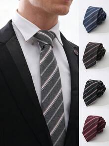 1pc Men's Striped Tie For Men's Formal Wear, A High-End Business Tie Suitable For Daily Wear, Work, Gatherings, And Other Formal Occasions - A - View 1