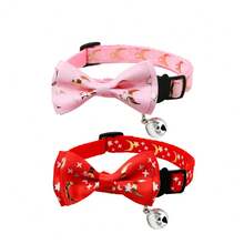 1/2pcs Pet Bell Collar, Hot Stamping Ribbon, Bow, Cat Dog Collar, Star Moon, Fashionable Cat Collar, Cat Collar, Dog Accessories, Cat Bow Tie, Dog Bows, Cat Stuff, Wedding Items - Multicolor - View 9