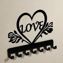 CIFbuy Fashionable Love Metal Key Hooks With 7 Hooks - Wall Mounted Storage Organizer, Suitable For Cat Pattern Decoration, Keys, Towels, Jackets, Kitchen Supplies, Etc. - Durable, Rust Proof Home Decoration, Perfectly Reflecting Warmth And Love,Suitable For Room Decor - Multicolor - View 5