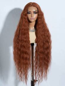 42 Inch Long Wavy Synthetic Lace Front Wigs With Baby Hair Blonde And Orange 13*6*1 T-Part Lace Wig Half Hand Tied 130% Density Wigs For Women Cosplay Party Use - Multicolor - View 13