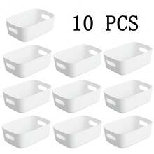 10pcs Multi-Purpose Plastic Storage Bins With Handles - Versatile Organizer For Kitchen, Bathroom, Bedroom, Living Room & Office Desk - Durable Pp Material In Assorted Colors Plastic Drawer Storage Organizer Plastic Bins For Storage - Multicolor - View 8