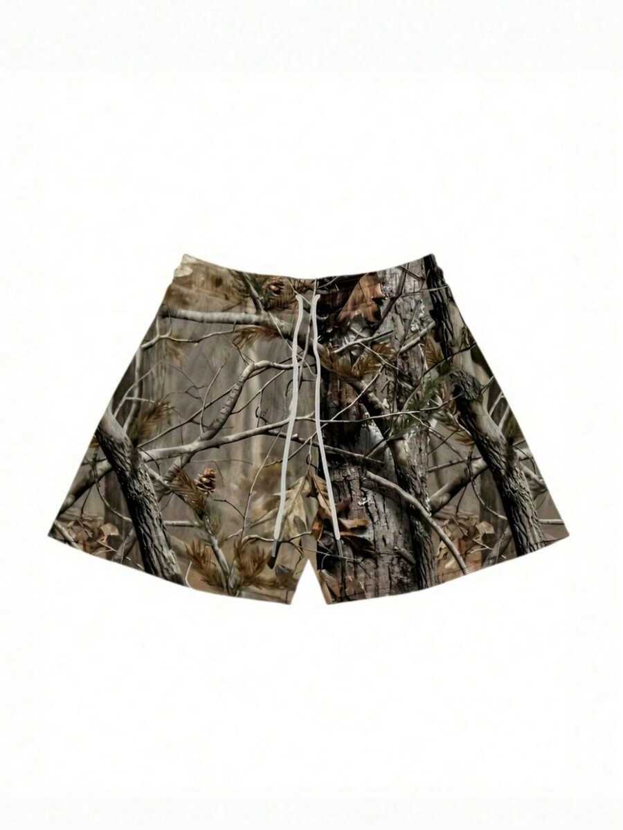 Y2K Mens Trending Camo Shorts Oversized Casual Breathable Mesh Sports Shorts Suitable For Sports Such As Basketball Beach Gym And Running - Camo - 查看 1