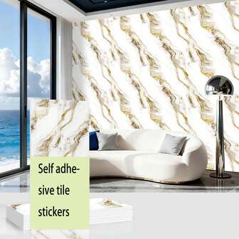大理石墙板，可剥离粘贴，仿大理石纹理瓷砖，适用于：厨房、浴室、客厅、卧室、壁炉、淋浴房等。DIY撕贴式壁纸，防水降噪硅藻土瓷砖贴纸，易于装饰卧室、客厅及其他空间。3D防水自粘墙贴。