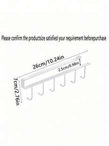 2pcs Easy-To-Install Metal 6-Hook Rack - No Drilling, No Adhesive For Kitchen And Cabinet Organizers' Utensils And Tools. It Is Equipped With A Hook-Hung Bottom Multi-Functional Storage Rack That Can Hold Cups, Coffee Cups, Cup Holders, Kitchen Tools, Hats And Scarves Without Drilling. It Is Suitable For Use Under Kitchen Bars, Coffee Bars, Cabinets And Wardrobes - Multicolor - View 7