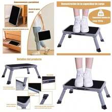 Taburete Plegable, Taburete Plegable Antideslizante para Nios y Adultos, Banqueta Plegable con Asa de Transporte, con Plataforma Antideslizante y Pies Gruesos de Goma, para Casa, Cocina, Armario. - black plateado - Ver 1