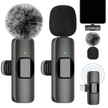 Wireless Mini Clip-On Microphone, Compatible With IPhone & IPad - Wireless Dual Microphone, Plug And Play, Ultra-Low Latency, Built-In Noise Cancellation Chip, 5 Hours Battery Life, Suitable For Two-Person Creation, 50mAh - YJH-k9 - View 19