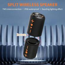 2 In 1 Magnetic Dual Splittable Bluetooth Speaker, IPX6 Waterproof Split Portable Wireless Speaker With 20W Loud Stereo Sound, Bluetooth V5.3, 24H Playtime, Multiple Pairing For Home,Outdoor Or Travel - 黑色 - 查看 6