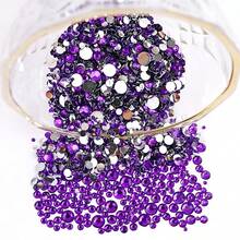 2MM-6MM, 5 Sizes, Multi Colors Glue On Round Flatback Crystal Rhinestones Gems Jewelry Beads DIY Stones Diamond Design Accessories Glitter Manicure Decal Decorations For Phone Cover, Nail Decal, Clothes, Bag, Shoes, Handicraft Products.