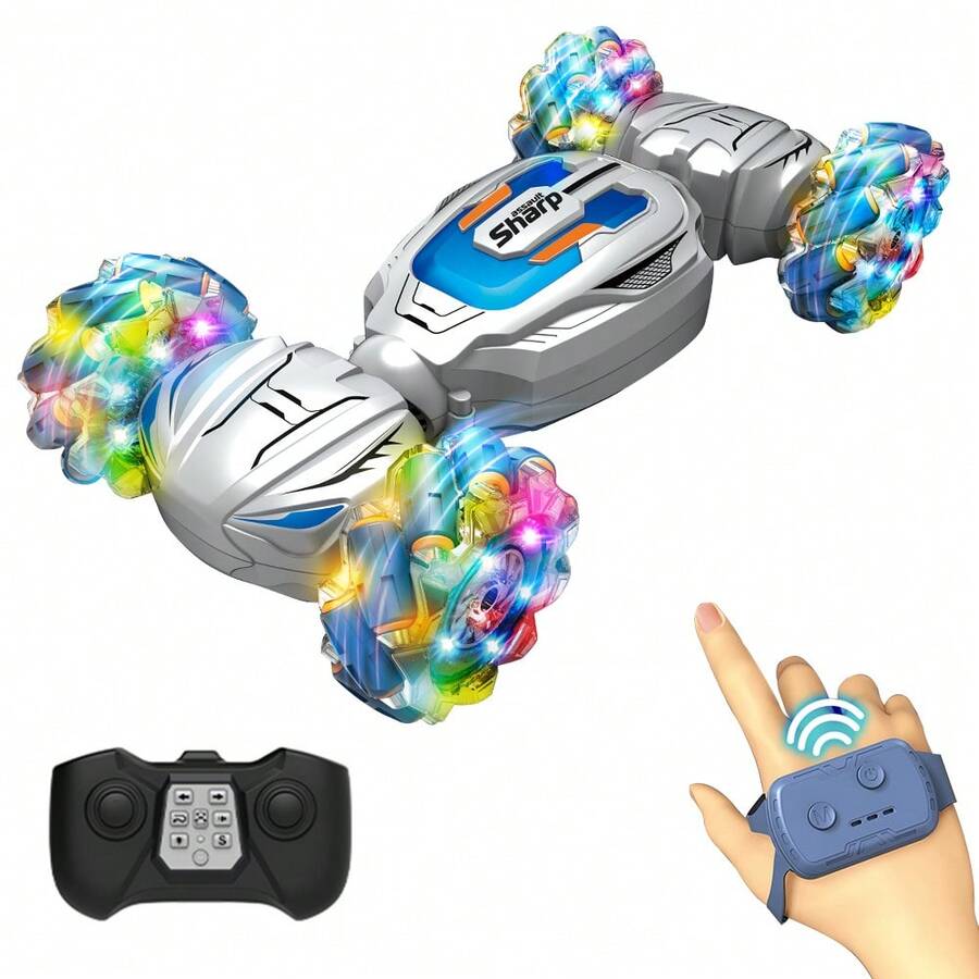 Alta calidad 2,4 GHz 4CH Control remoto multifuncional Stunt Car Twisted Drift Side Driving regalo perfecto para niños - Blanco - Ver 1