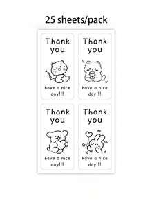 100 Stickers For Sealing Gift Boxes, Decorative Stickers For Dessert Cake Boxes, Adhesive Labels, And Thank You Stickers For Takeout Packaging. - Multicolor - View 7