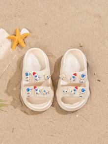 1双儿童/幼儿夏季套脚编织带耐用防滑EVA休闲沙滩度假时尚火箭凉鞋 - 米色 - 查看 2