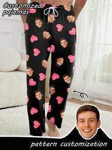 Customized Photo/ Print Men's Pajama Pants, Personalized All-Over Print Couple/Family Funny Holiday Gift
