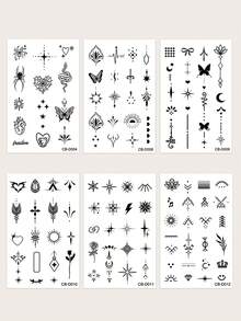 Semi Permanent Tattoo Stickers, Simple Mini Finger Style, Butterfly, Bee, Swallow, Star, Moon, Flower And Grass Patterns, Natural Plant Ingredients, Temporary Fake Tattoos Suitable For Finger, Ear, Shoulder, Neck, Collarbone DIY, Daily Party, Holiday Gift, Body Decoration, 1-2 Weeks, Non Fading, Non Reflective, Waterproof, Realistic Tattoo Stickers