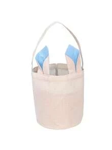 Customized Easter Basket With Rabbit Handle - Personalized Easter Egg Hunt Tote Bag - Holiday Easter Party Bag, Fun Design, Party Decor, Suitable For Holiday Gifts, Spring/Summer Party Decoration