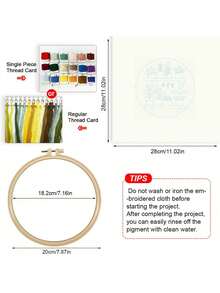 1pc Embroidery Kit, 20x20cm/7.9x7.9in Bookshelf Plant Pattern, Handmade DIY Embroidery Set, Suitable For Adults And Beginners, Includes Instructions, Printed Fabric, Embroidery Hoop And Threads. - Multicolor - View 9