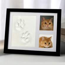 Pet Hand And Foot Print Photo Frame Cat Paw Print Footprint Ink Pad DIY Dog Paw Print Memorial Photo Frame Table Souvenir - One-size Black - View 2