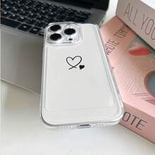 Funda de teléfono transparente Una funda de teléfono suave y minimalista en forma de corazón adecuada para iPhone 17, 16, 15, 14, 13, 12, 11 Pro Max, MINI, AIR 14, 16E, Plus, XS, XR, X, 8, 7 y SE 2020. Una funda de teléfono de cuerpo completo ofrece protección superior para tu teléfono. - 1 pieza - Ver 5