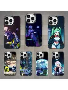 Funda de teléfono E-Edgerunners Game Cyberpunk compatible con 16,15,14,13,12,11,Mini,Pro,MAX, cubierta negra mate a prueba de golpes, funda compatible con funda  17 pro max, funda  17 pro, funda  17, funda  16, funda  16 pro max, funda  15 - Z2 - Ver 3