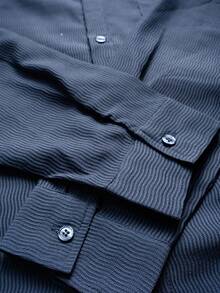 Áo sơ mi nam LOOKUN kẻ sọc, màu trơn, kiểu dáng cổ điển, thời trang tối giản, công sở, thường ngày, đi nghỉ mát, tay dài, cổ bẻ, dáng rộng, thích hợp cho mùa xuân/thu. - Xanh đậm - Xem 7