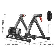 Entrenador de bicicletas, 6 niveles de resistencia, 26-29 pulgadas y ruedas 700C, soporte estacionario plegable de bicicletas magnéticas para paseos de ejercicio en interiores con pinza de liberación rápida y bloque de rueda delantera para bicicletas de carretera - Negro - Ver 10