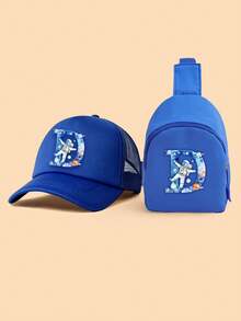 2件套儿童蓝色太空宇航员字母图案卡车帽,时尚科幻可爱透气防晒,轻便可折叠,用途广泛,适合男孩女孩户外、休闲、上学、春夏穿着,是生日和节日的绝佳礼物。 - 藍色 - 查看 36