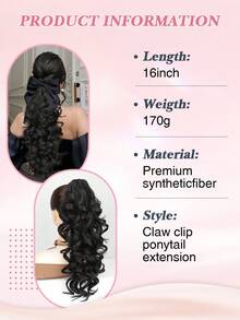 16Inch Ponytail Extension Layered Pony Tail Clip On Hair Extension Soft Wavy Claw Clip In Ponytail Extension, Natural Synthetic Hair Pieces For Women - Multicolor - View 4
