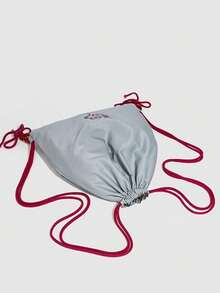 返校双面通勤背包，适合大学生和高中生，防水、轻便、串珠、抽绳、大容量休闲学生背包，适合女士 - 灰色 - 查看 4