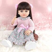 Long Hair Can Be DIY Styled To Accompany 55cm Rebirth Dolls 22 Inch Cute Simulation Toys Full Soft Vinyl Toy Christmas Gifts - Brown - View 5