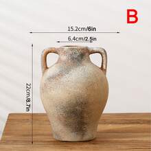 1 Stück Keramikvase im Wabi-Sabi-Stil, geeignet als Tischdekoration, Boho-Akzent-Topf für Blumenarrangements im Wohnzimmer, Esszimmer, Büro, Schlafzimmer oder rustikalen Außenbereich - Rostbraun - Übersicht 7