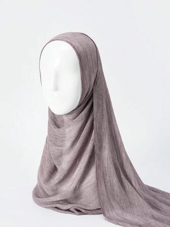 1 pieza Bufanda/Hiyab ligera de color liso desgastado, adecuada para uso diario