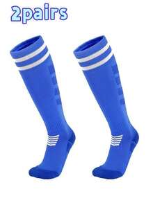 1双男士长款足球袜，专业成人加厚毛圈缓冲过膝透气运动袜，适合日常运动穿着，秋季款 - 彩色 - 查看 33