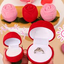 1/2pcs Romantic Velvet Rose Ring Box, Valentine's Day Jewelry Box, Rose Bouquet Design, Elegant Engagement Ring Holder & Earring Storage Box For Proposal, Wedding Gift Packaging And Special Celebration Decor, Perfect Gifts For Men, Jewelry Storage Organizer, Graduation Stuff, Hair Accessories Organizer, Wedding Jewelry Box - Multicolor - View 5