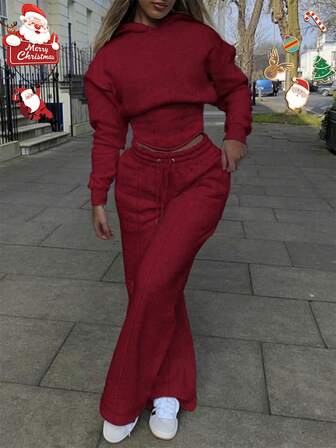 2 st/set enfärgad huvtröja med fiskbensmönster och dragsko