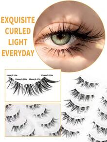 5 Pairs Of Transparent Stem Fluffy Cat Eye/Fox Eye False Eyelashes . Natural Look, Soft & Curled, Lash Extension, Dramatic Lashes Strip Lashes, Lashes, Eyelashes, Fake Lashes - Cat Eye Lashes - View 5