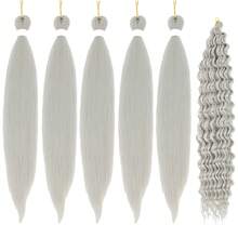 Braiding Hair Pre Stretched Brown Boho Braiding Hair 6Packs/Lot 26 Inch Curly Deep Wave Hair Ez Extensions Braid Hairs - Multicolor - View 21