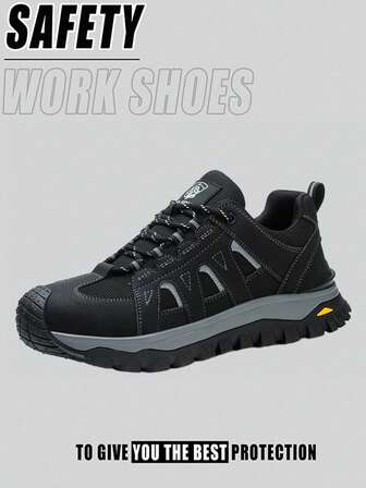 1 Pair Steel Toe Shoes For Men Women Work Safety Shoes Steel Toe Sneakers Comfortable Lightweight Work Trainer Puncture Proof Black Rubber Sole Indestructible Work Shoes For Climbing Shoes,Warehouses,Gardening,Outdoor Work And Father's Day Gifts Anti Slip Forging Workshop And Construction Work Protective Boots For Outdoor Exploration, Travel, Running Shoes
