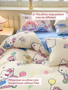 SANRIO Bộ chăn ga gối in họa tiết 3 món - 1 vỏ chăn + 2 vỏ gối (không kèm ruột chăn), họa tiết hoạt hình, cỡ Full Size, mềm mại và thoải mái, phù hợp cho ký túc xá, phòng ngủ gia đình, khách sạn, mọi mùa, có khóa kéo và vỏ gối, nhiều màu sắc, bộ chăn ga gối cỡ Extra Large - Màu xanh nhạt - Xem 10