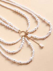 1pc Fashionable Popular Multi-Layer Faux Pearl Metal Hoop Tassel Pendant Waist Chain, Party Dance Women's Body Accessories, Rave - Nhiều màu - Xem 6