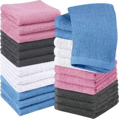 Utopia Towels 24 Pack Cotton Washcloths Set, 100% Ring Spun Cotton, Premium Quality Flannel Face Cloths, Highly Absorbent And Soft Feel Fingertip Towels, Grey