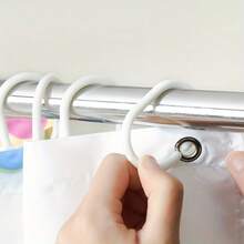 C-Shaped Shower Curtain Plastic Hooks, Curtain Rings, Thickened Sturdy Grommets, Bathroom Toilet Accessories - White - View 3