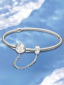 1 件迷人 16-22 厘米真心心形珠子编织皮绳手链 适合女友礼物 精美女士珠宝 - 銀色 - 查看 11