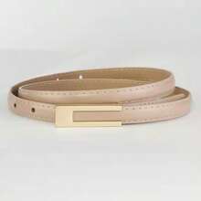 1pc Women's Retro-Style Thin Brown Belt Features A Square Buckle Design, Enhancing A Woman's Confidence. It Can Be Paired With Dresses, Shirts, And Suit Pants, Making It Suitable For All Seasons, Daily Commutes, Travel, Dates, Parties, Sports, And Occasions Such As Christmas. - Coffee - View 5
