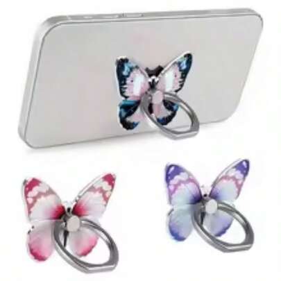 1 Piece Pink/Purple Butterfly Phone Holder, Foldable, Easy To Install, Compact And Portable Metal Phone Holder, Adjustable Support Angle, Suitable For Various Phone Models Compatible With IPhone, Android Phone, Gift For Birthday, Family, Friends Gifts Birthday Phone Ring Holder Phone Grip Phone Accessories